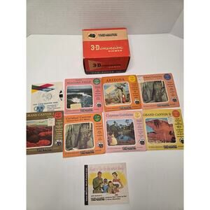 Vintage View-Master Model E 3D Viewer Set +7 Reels -Niagara, Grand Canyon & More